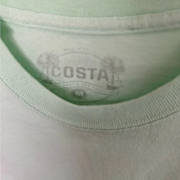 Costa women’s Seafoam Green Tee with Pink Graphic medium - Picture 3 of 3